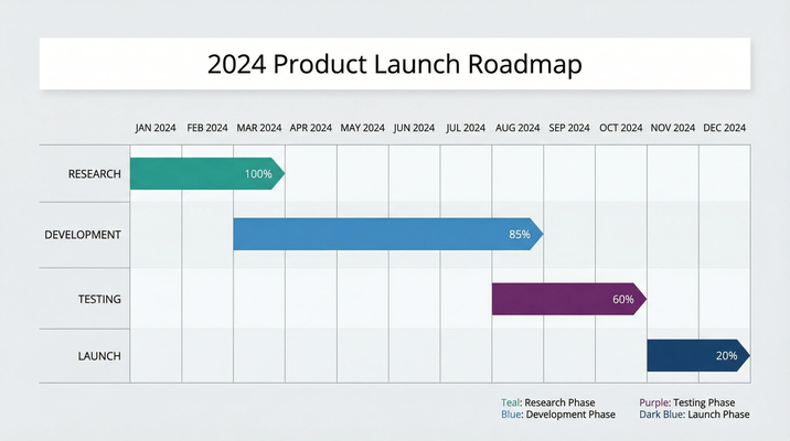 Gantt chart visualization for a '2024 Product Launch Roadmap'