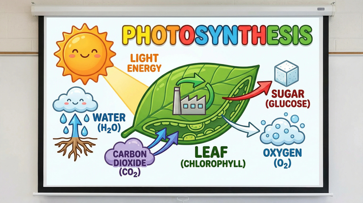 Educational diagram explaining 'Photosynthesis'